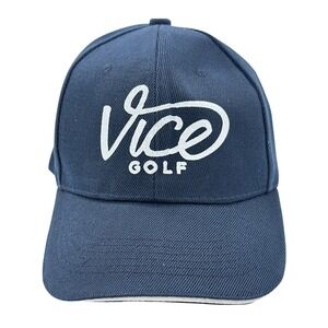 Vice Golf Hat Mens Navy Blue Adjustable Strapback Baseball Cap Embroidered Logo
